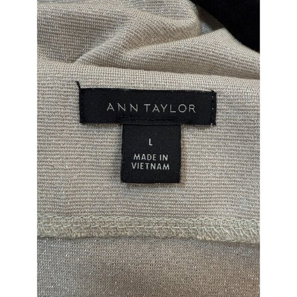 Ann Taylor Blouse Top Women's Large Beige Surplice Neck Long Sleeve Pullover - Picture 3 of 5